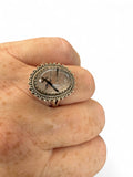 Black Rutilated Quartz Solid Sterling Silver Ring 7.5