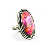 Kingman Pink Dahlia Turquoise Solid 925 Sterling Silver Ring 8
