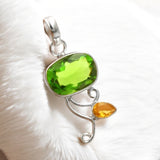 Peridot & Citrine Solid 925 Sterling Silver Pendant