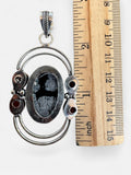 Snowflake Black Obsidian Silver Overlay Pendant