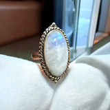 Rainbow Moonstone Solid 925 Sterling Silver Ring 7