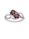 Garnet & White Topaz Solid 925 Sterling Silver Ring 6