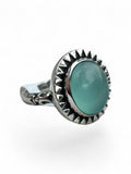 Aqua Chalcedony Solid 925 Sterling Silver Ring 7