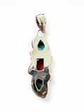 Kingman Turquoise & Italian Coral Solid 925 Sterling Silver Pendant