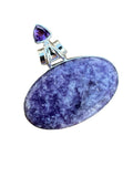 Lepidolite & Amethyst Solid 925 Sterling Silver Pendant