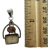 Spiny Oyster, rough Sunstone, Carnelian Solid 925 Sterling Silver Pendant