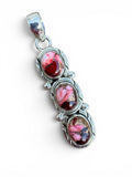 Triple Kingman Red Rose Dahlia Solid 925 Sterling Silver Pendant