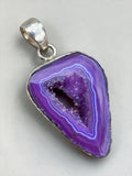 Purple Solar Window Druzy Solid 925 Sterling Silver Pendant