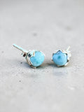 Caribbean Larimar 4 mm stud Solid 925 Sterling Silver Earrings