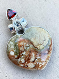 Rainforest Opal & Garnet Solid 925 Sterling Silver Pendant