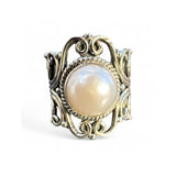 Pearl Solid 925 Sterling Silver Ring 8.5
