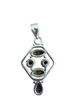 Peridot & Amethyst Solid 925 Sterling Silver Pendant