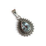 Blue Topaz Solid 925 Sterling Silver Pendant