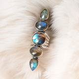 Labradorite Solid 925 Sterling Silver Ring 8.5