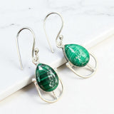 Malachite Solid 925 Sterling Silver Earrings
