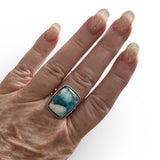 Kingman Blue Ice Dahlia Solid 925 Sterling Silver Ring 9