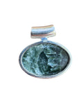 Seraphanite Angel Stone & Black Onyx Solid 925 Sterling Silver Pendant