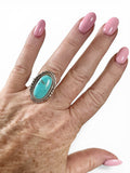 Kingman Turquoise Solid 925 Sterling Silver Ring 7