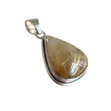 Gold Rutilated Quartz Solid 925 Sterling Silver Pendant
