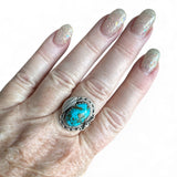 Pilot Mountain Turquoise with Pyrite Solid 925 Sterling Silver Ring 9