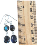 Faceted Labradorite Solid 925 Sterling Silver Earrings