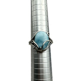 Caribbean Larimar Solid 925 Sterling Silver Ring 10