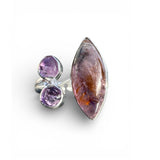 RARE Trapiche Amethyst Solid 925 Sterling Silver Ring Adj