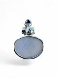 Angel Aura Druzy & Garnet Solid 925 Sterling Silver Pendant