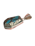 Kingman Turquoise & Pyrite Solid 925 Sterling Silver Pendant