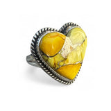 HEART Kingman Honey Dahlia Solid 925 Sterling Silver Ring 5