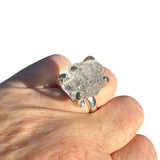 Huge Herkimer Diamond Solid 925 Sterling Silver Ring ADJ