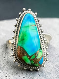 Kingman Peacock Dahlia Solid 925 Sterling Silver Ring 7