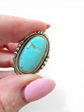 Kingman Turquoise Solid 925 Sterling Silver Ring 7