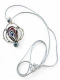 Fordite & Blue Topaz Solid 925 Sterling Silver Pendant with 20 in chain