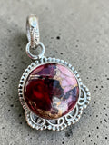 Kingman Red Rose Dahlia Solid 925 Sterling Silver Pendant