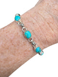 Kingman Turquoise Solid 925 Sterling Silver Bracelet