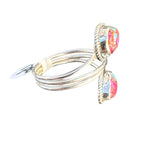 Kingman Pink Dahlia Turquoise Solid 925 Sterling Silver Ring ADJ