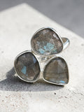Faceted Labradorite Solid 925 Sterling Silver Ring 9