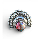 Kingman Pink Dahlia Turquoise Solid 925 Sterling Silver Ring 8