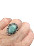 Amazonite Solid 925 Sterling Silver Ring 7.5