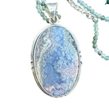 Moss Agate Solid 925 Sterling Silver Pendant Necklace