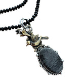 Stingray Coral & Onyx Solid 925 Sterling Silver Pendant Necklace