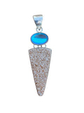 Peach Druzy & Luminite Solid 925 Sterling Silver Pendant & Earrings Set