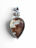 Spessartine Garnet in Limestone & Garnet Solid 925 Sterling Silver Pendant