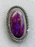 Kingman Purple Mojave Turquoise Solid 925 Sterling Silver Ring 7