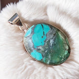 Tibetan Turquoise Solid 925 Sterling Silver Pendant