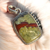 Dragons Blood Jasper Solid 925 Sterling Silver Pendant
