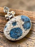 K2 & Blue Topaz Solid 925 Sterling Silver Pendant
