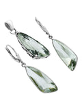 Green Amethyst (Prasiolite) Solid 925 Sterling Silver Pendant & Earrings Set