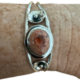 Mexican Fire Opal Solid 925 Sterling Silver Cuff Bracelet
